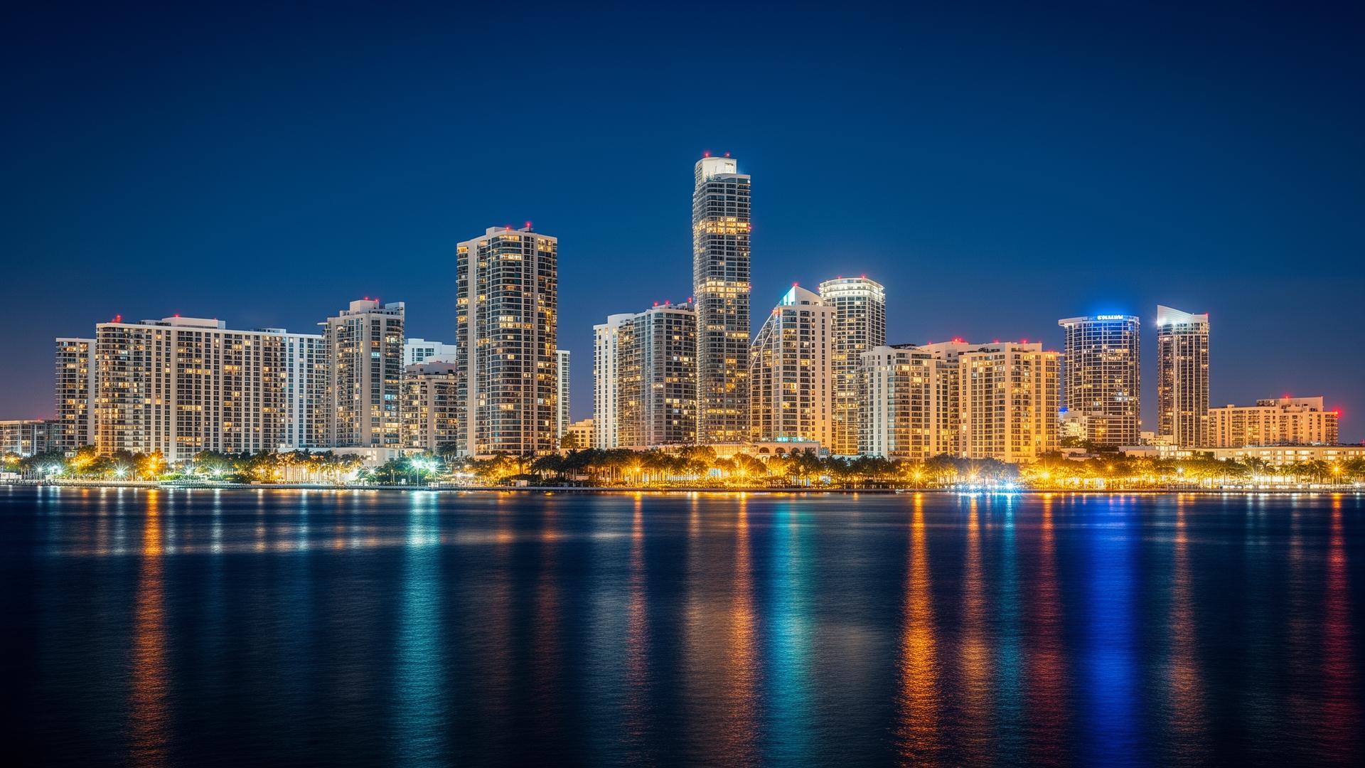 Skyline de Miami en la noche